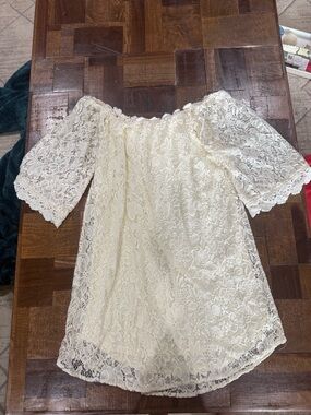 Altar'd State Off the Shoulder Cream Lace Dress